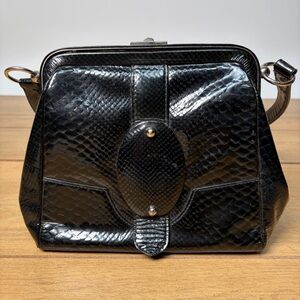 ✨ VTG Python Blue-Green Ombre Patent Leather Dofan Handbag EUC 😍💅🏻🥂